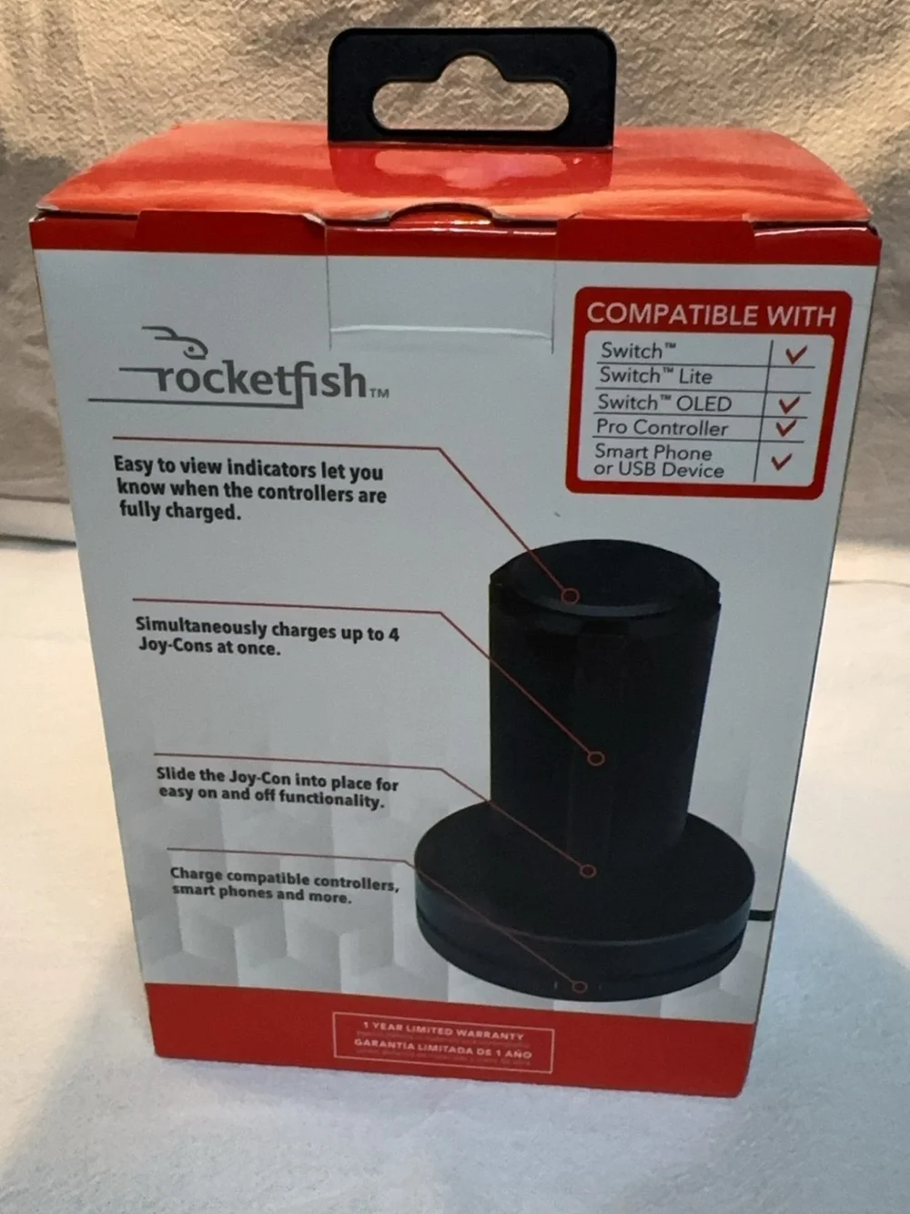 Rocketfish Charging Station for Nintendo Switch - Red & Blue Accent